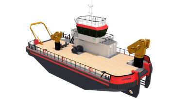 motor barge type vessel production render image