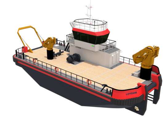 motor barge type vessel production render image